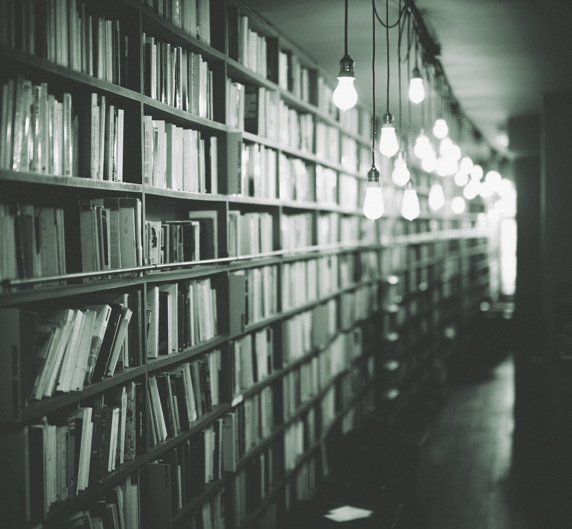 Books and warm lighting